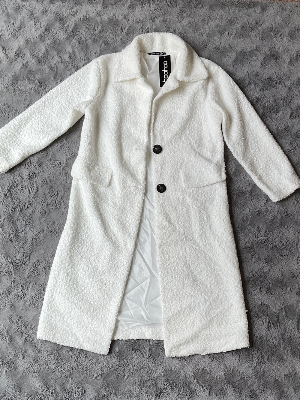 White Teddy Long Pea Coat